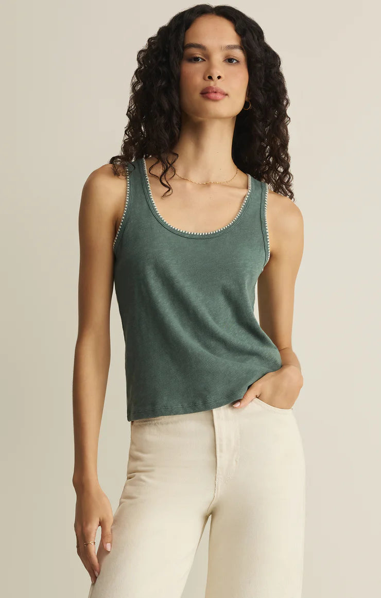 Julian Crochet Tank in Everglade