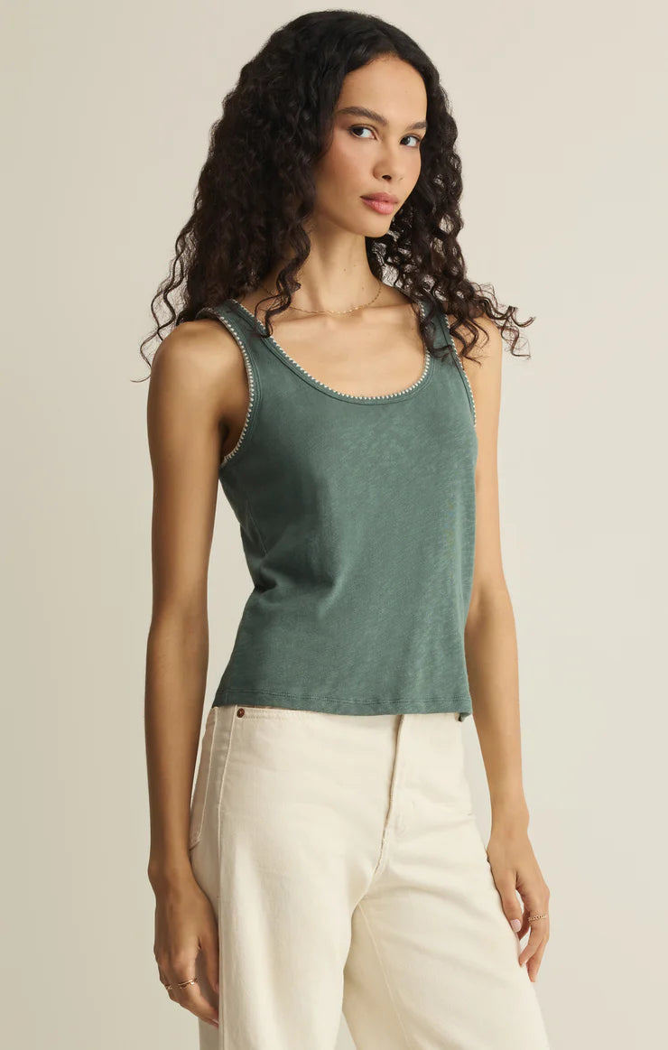 Julian Crochet Tank in Everglade