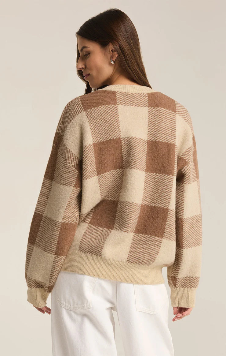 Check You Later Plaid Sweater in Campfire