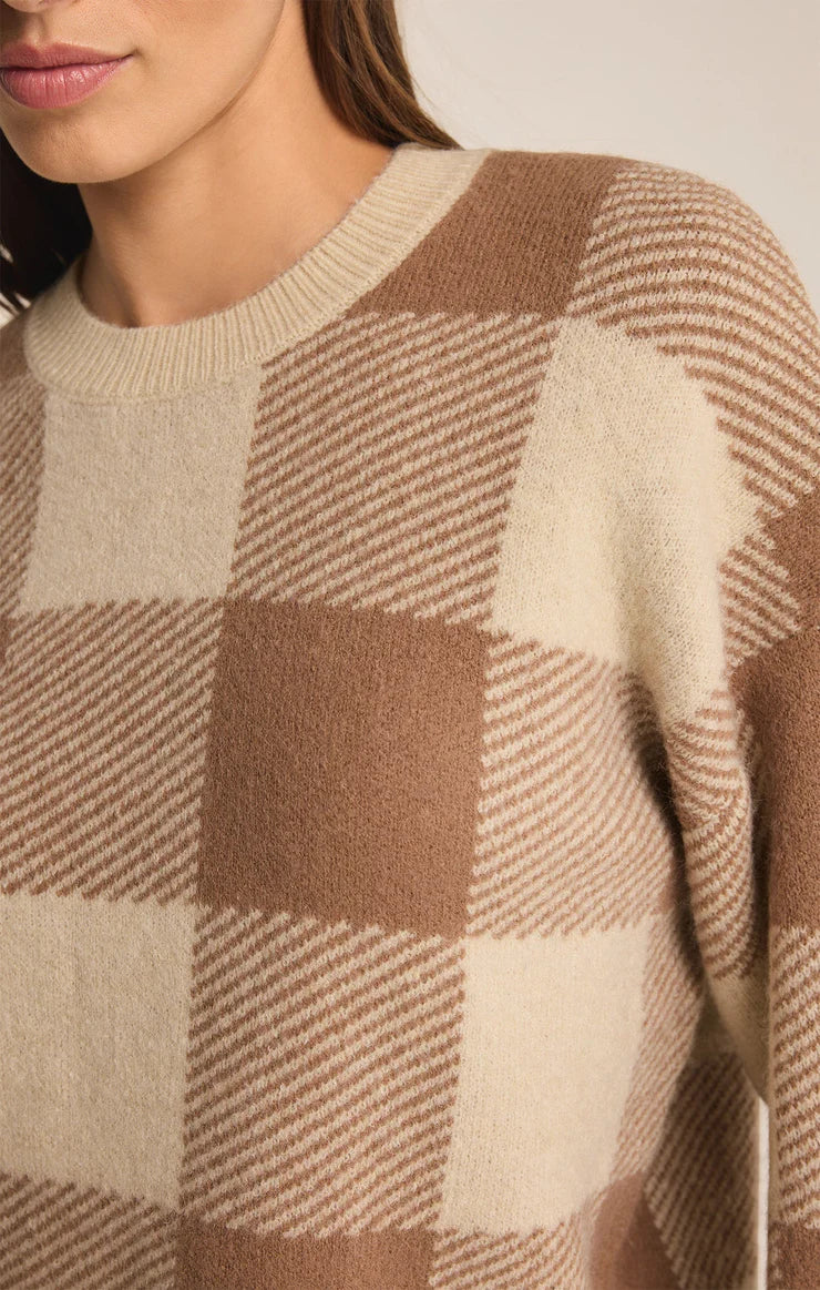 Check You Later Plaid Sweater in Campfire
