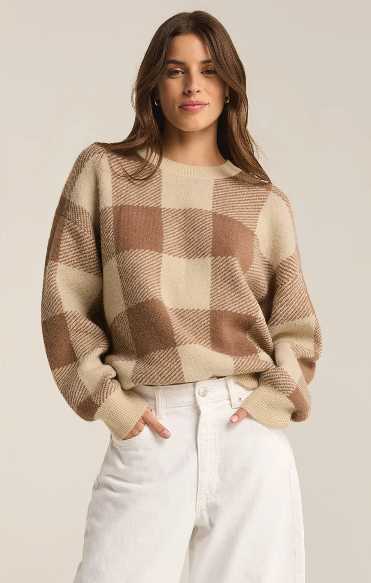 Check You Later Plaid Sweater in Campfire