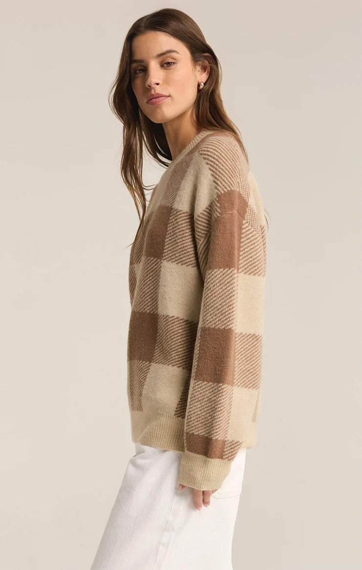 Check You Later Plaid Sweater in Campfire