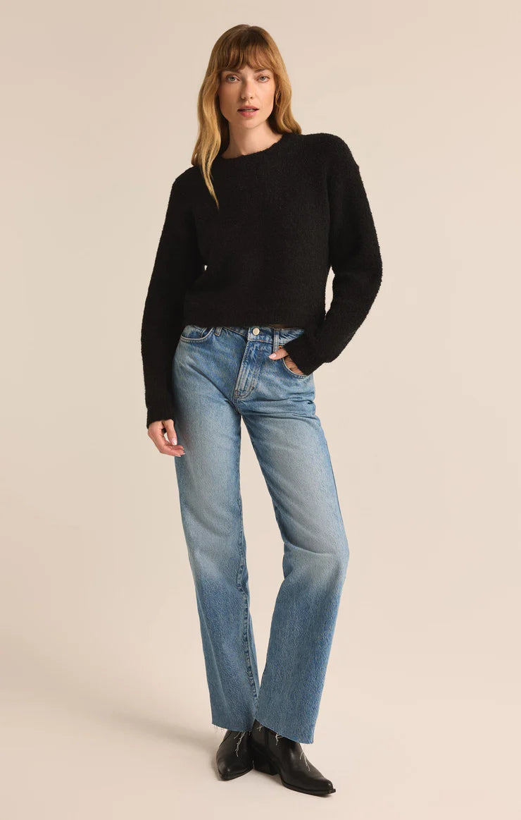 Destiny Plush Sweater in Black