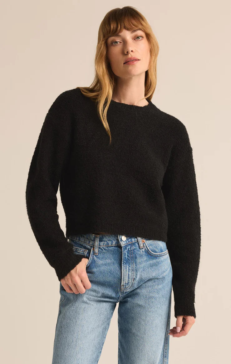 Destiny Plush Sweater in Black