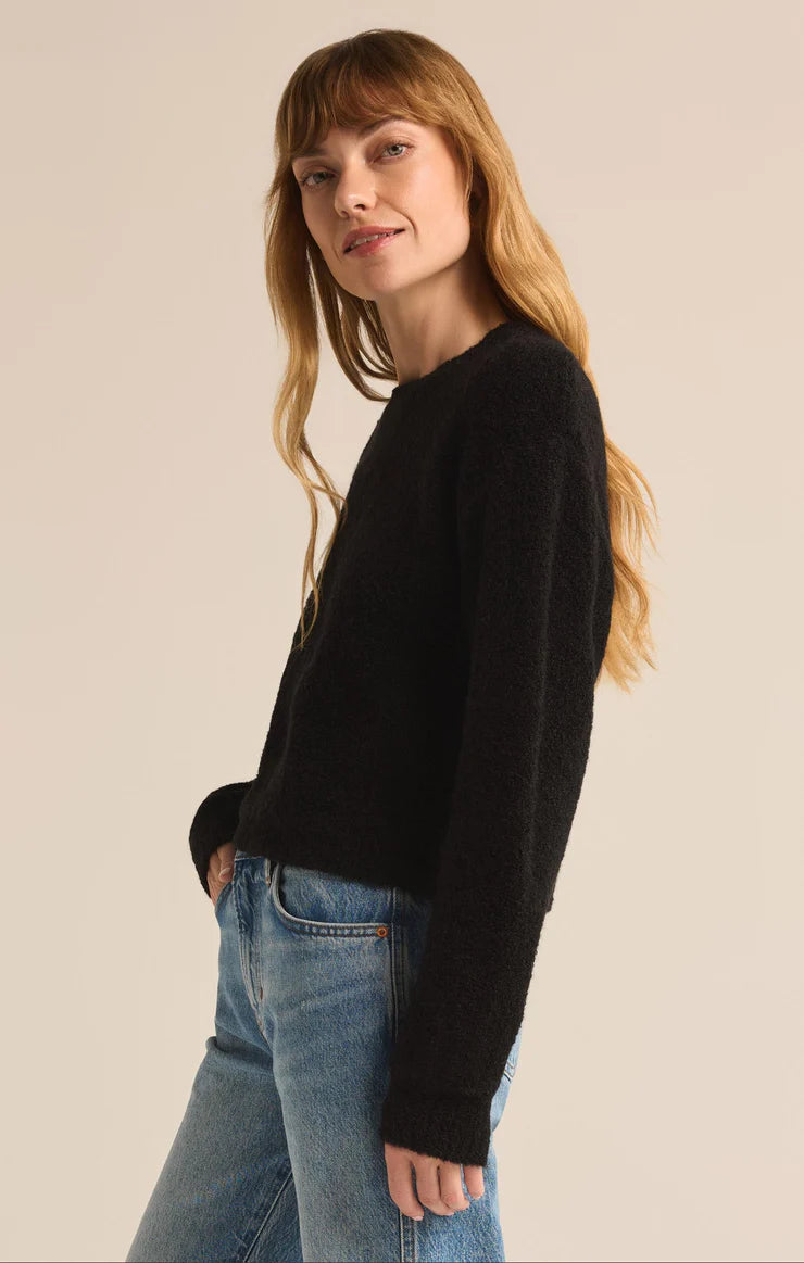 Destiny Plush Sweater in Black