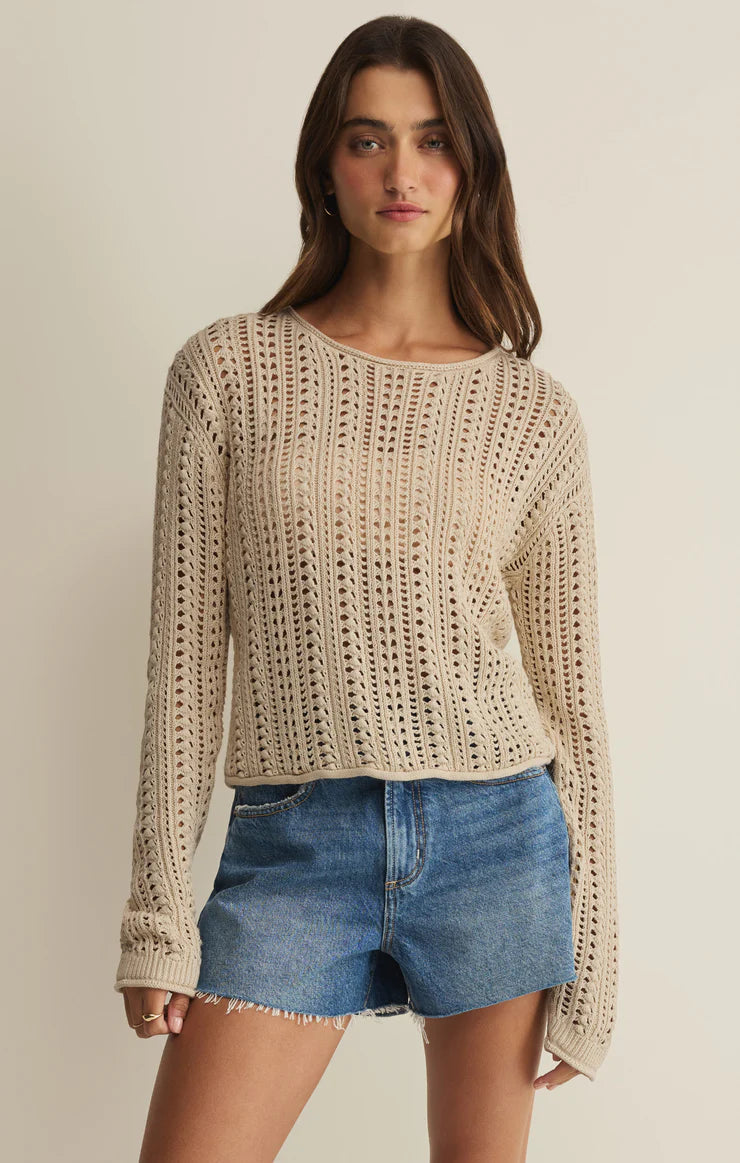 Upland Crochet Sweater in Island Coconut