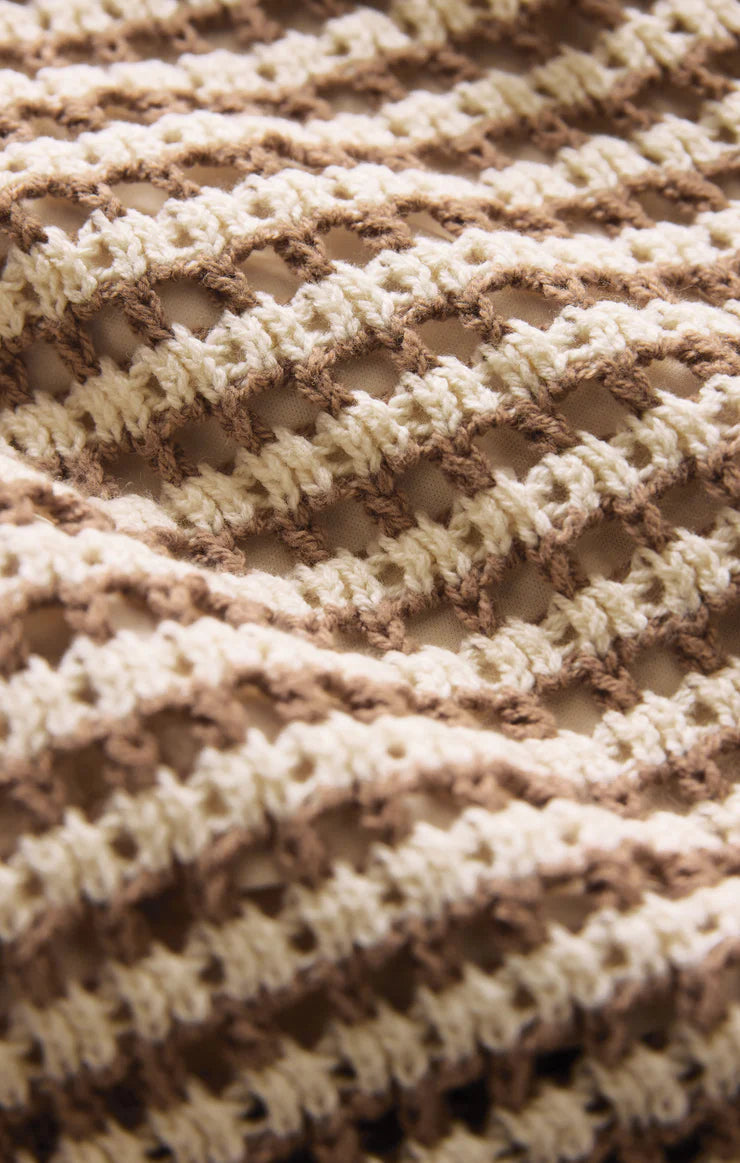 Kylo Striped Crochet Sweater in Taro