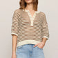 Kylo Striped Crochet Sweater in Taro