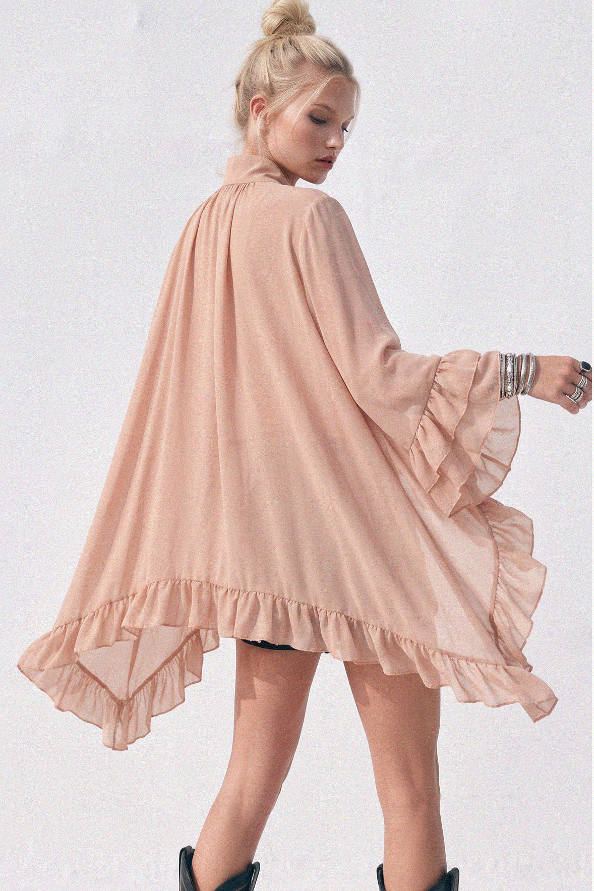 Molly Ruffled Blouse in Black