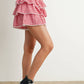 Aria Tiered Ruffle Mini Skort in Red
