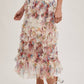 Joni Floral Ruffled Mesh Skirt in Ecru
