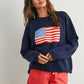 Renae Graphic Knit Long Sleeve Top in Navy