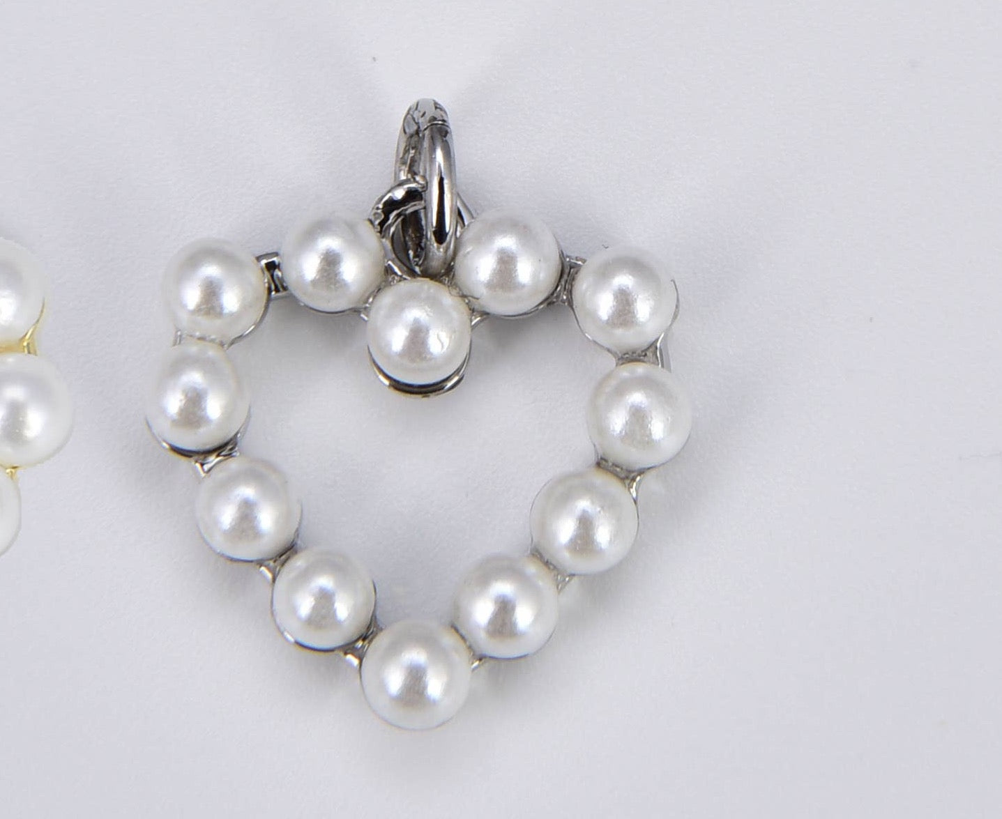 Dainty Heart Pearl Charm in Silver