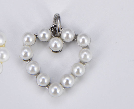 Dainty Heart Pearl Charm in Silver