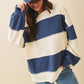 Angela Oversized Color Block Long Sleeve Pullover in Navy