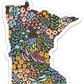 Minnesota 3x3in. Floral State Sticker: Waterfall Floral