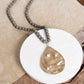 Long Wooden Bead Necklace in Gray