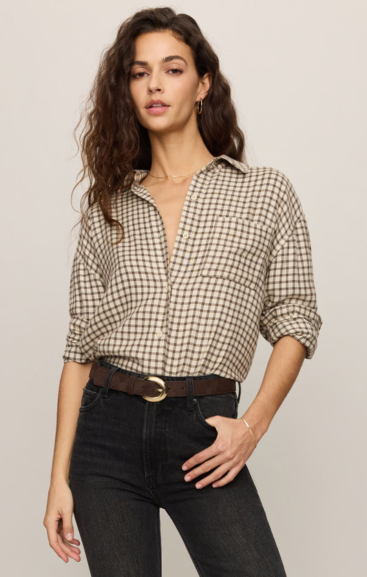 River Plaid Button Up in Dark Chocolate