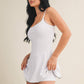 White Polka Dot Print Lace Trim Ruffle Mini Dress