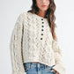 Alayna Textured Cropped Henley Knit Sweater in Pearl