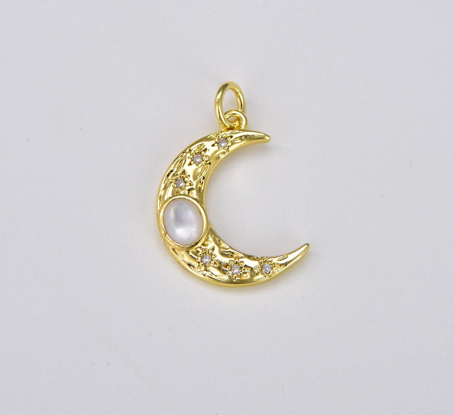 Freshwater Pearl Crescent Moon Charm in Gold Filled