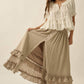 Tessa Solid Cotton Gauze Button-Front Ruffled Maxi Skirt in Stone