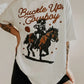 Buckle Up Cowboy Western Graphic Tee In White