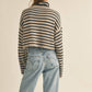 Amber Striped Turtle Neck Crop Sweater in Mocha/Black