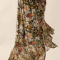 Courtney Floral Front Slit Woven Maxi Skirt in Black