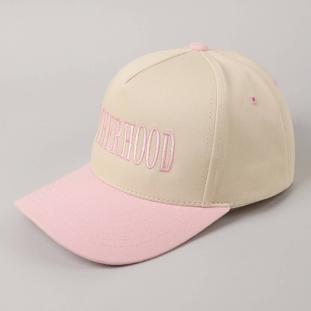 MOTHERHOOD Embroidered Two-Tone Trucker Hat in Light Pink