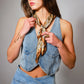 Stephanie Plunge Neck Hook Closure Bustier Crop Denim Top