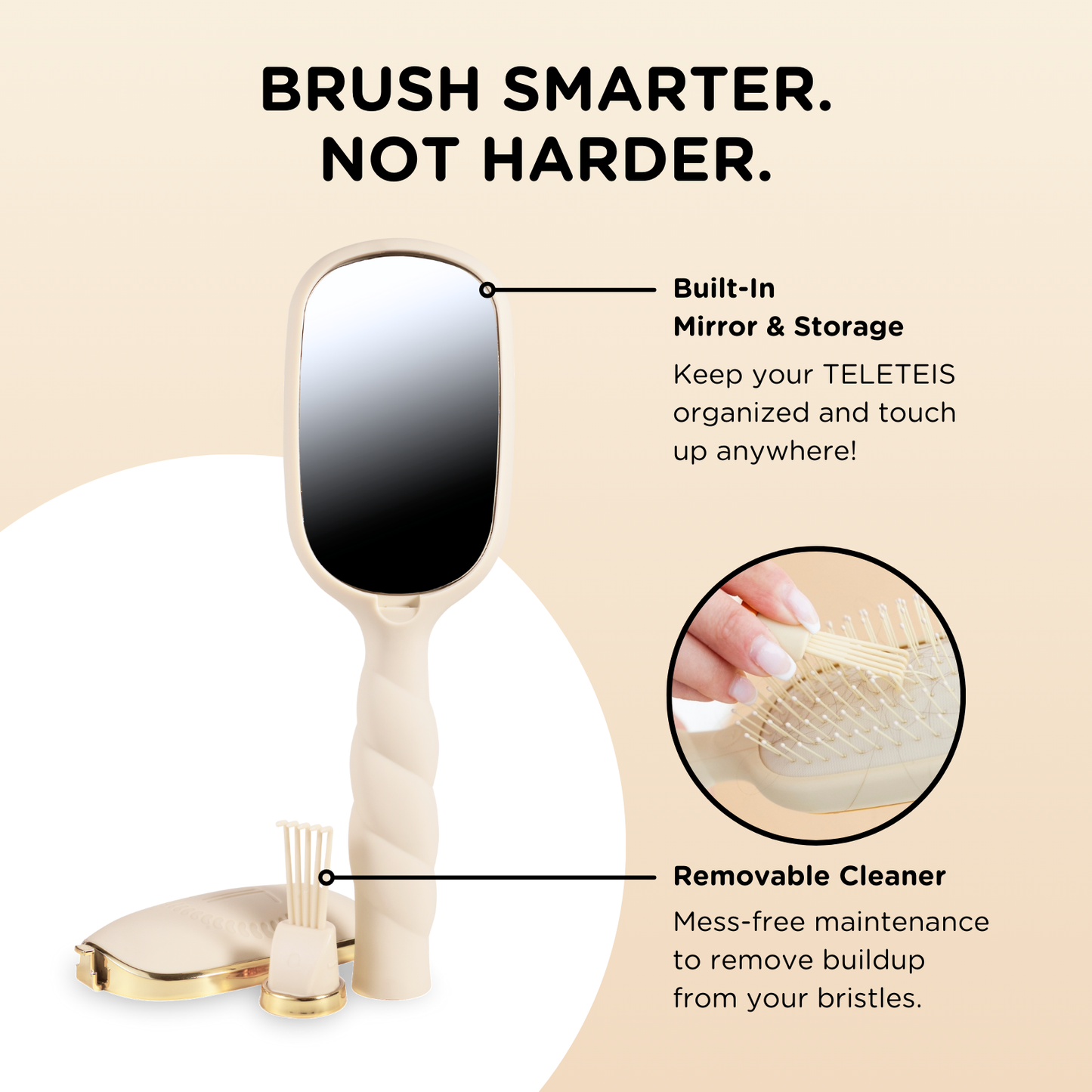 Teleties Detangler Hair Brush for Medium Hair in Tan