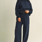 Jessica Plaid Side Stripe Oversized Pullover Hoodie in Navy
