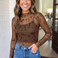 Meghan Floral Sheer Mesh Blouse