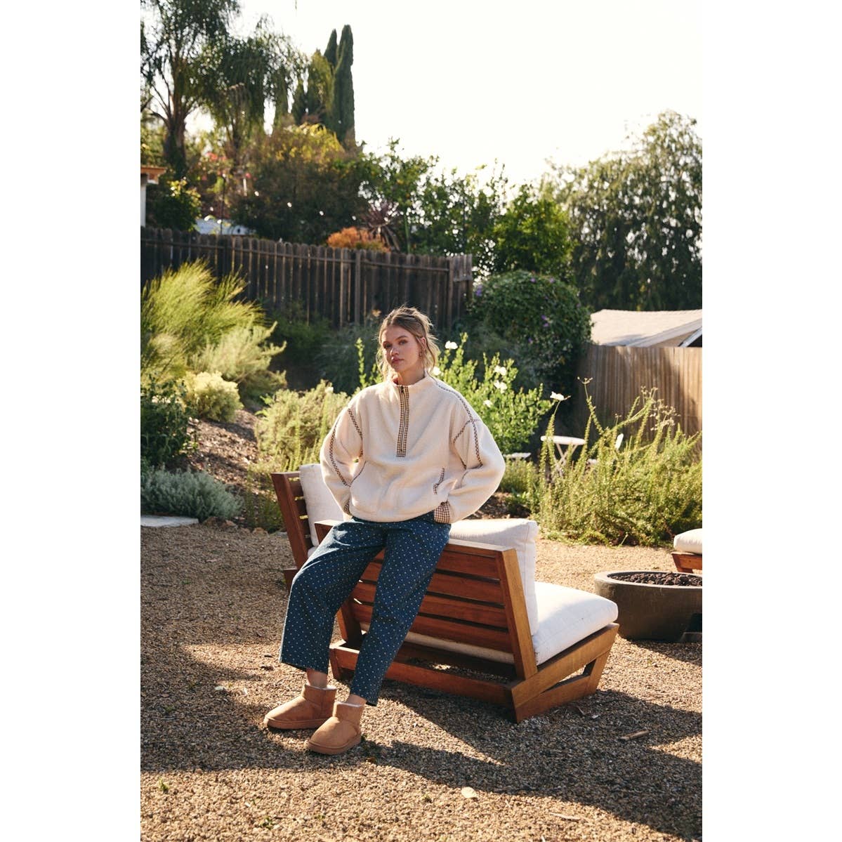 Morgan Gingham Sherpa Half Zip Pull Over