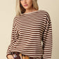 Ailany Striped Boat Neck Sweater