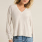 Wilder Cloud V Neck Top in Light Oatmeal