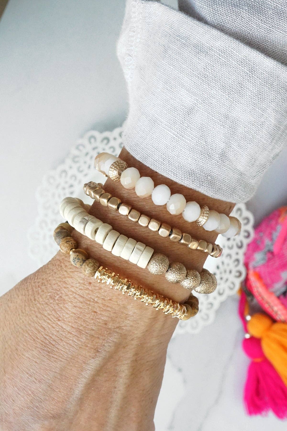 Bracelet Stack in Neutral Brown
