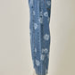 Korrine Printed Barrel Denim Jeans in Dark Denim