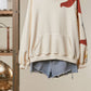 Alissa Abstract Patch Hoodie with Kangaroo Pocket in Cream