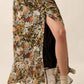 Courtney Floral Front Slit Woven Maxi Skirt in Black