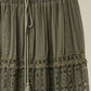 Afton Elastic Waist Maxi Skirt with Lace Trim in Olive