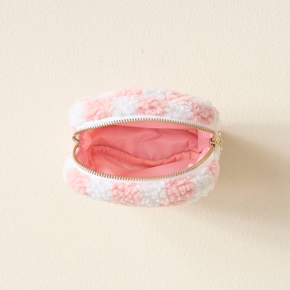 Teddy Pouch Small Square Check Blush