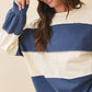 Angela Oversized Color Block Long Sleeve Pullover in Navy