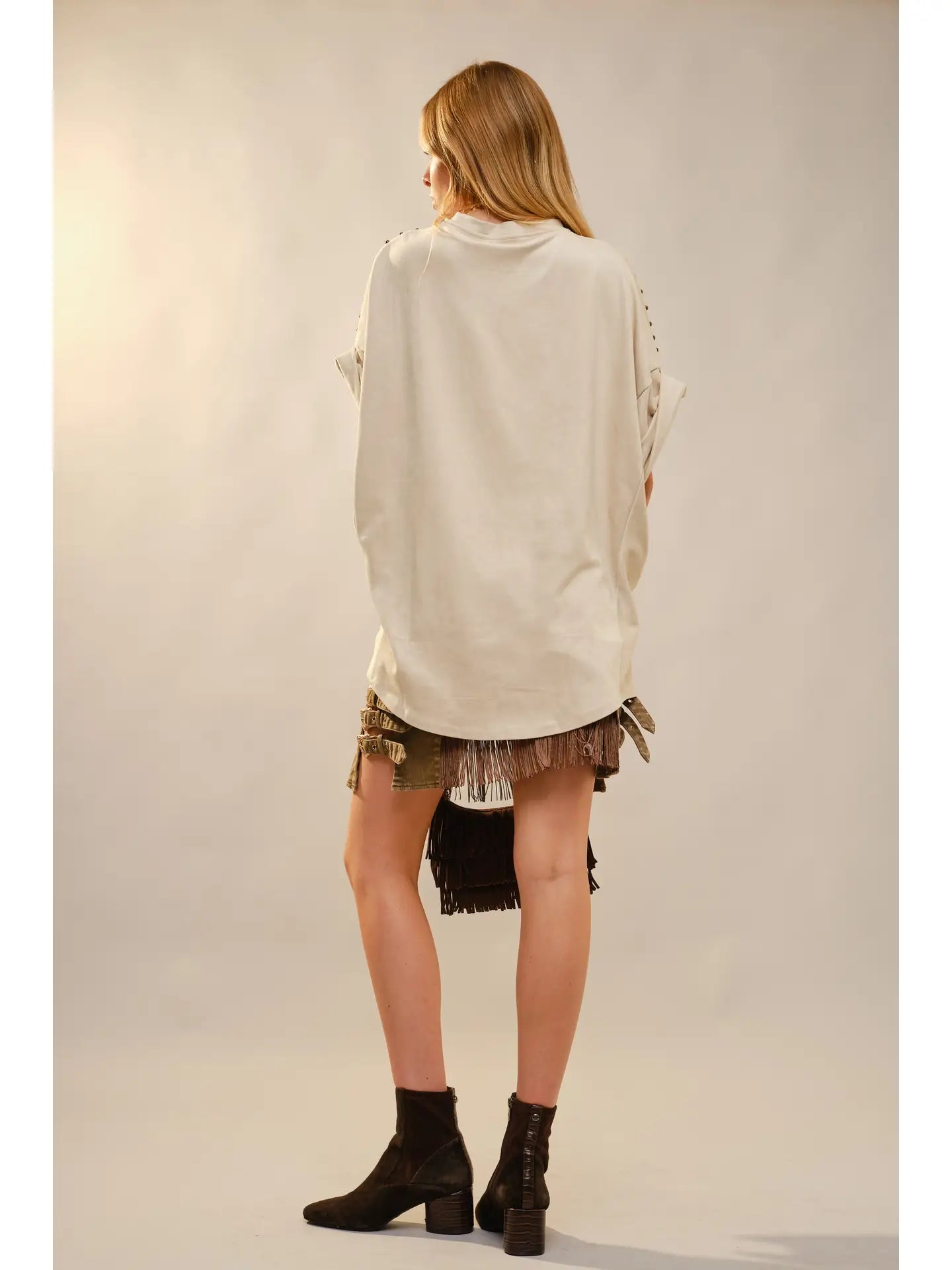 Renee Studded High Low Oversized Tee