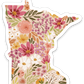 Minnesota 3x3in. Floral State Sticker: Waterfall Floral