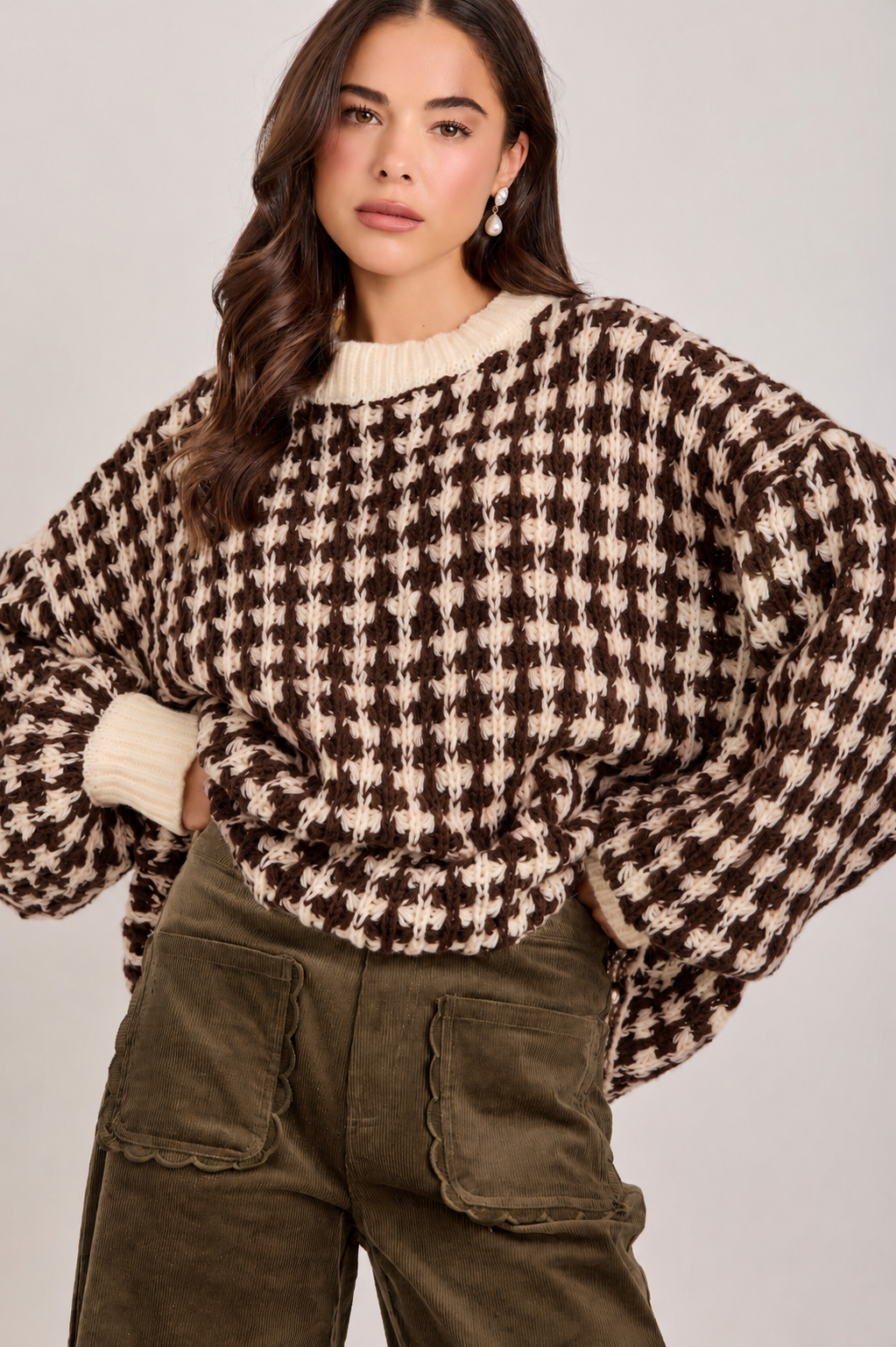 Laura Chunky Textured Sweater in Brown