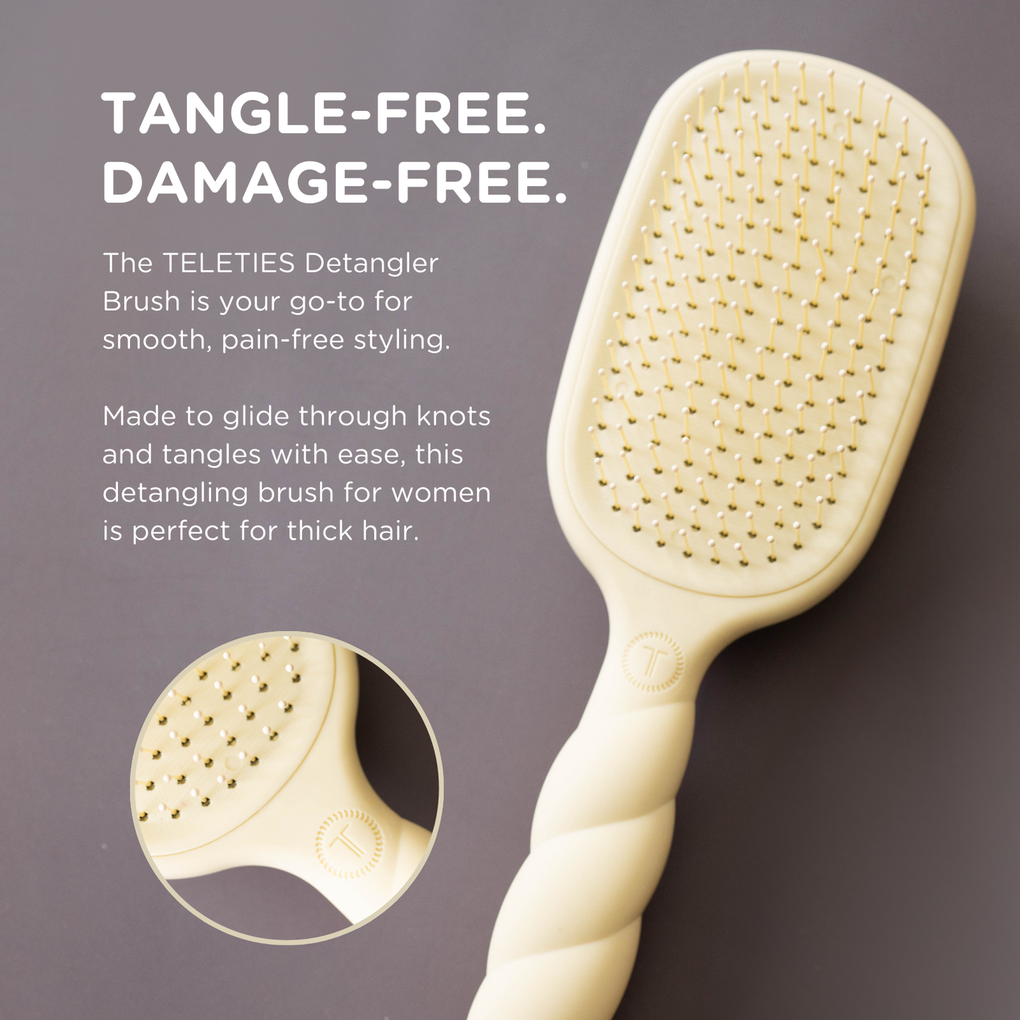 Detangler Hair Brush for Thick Hair in Tan