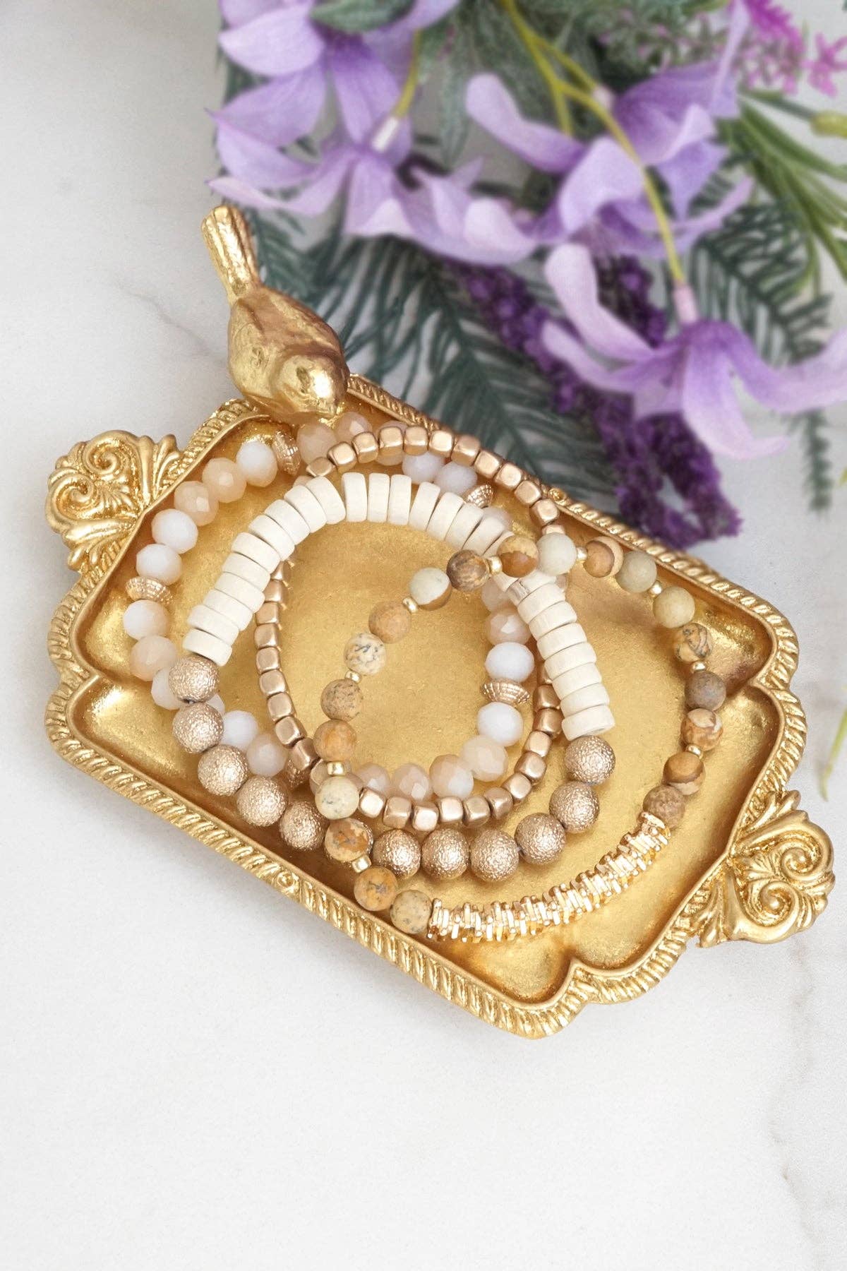 Bracelet Stack in Neutral Brown