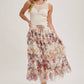 Joni Floral Ruffled Mesh Skirt in Ecru